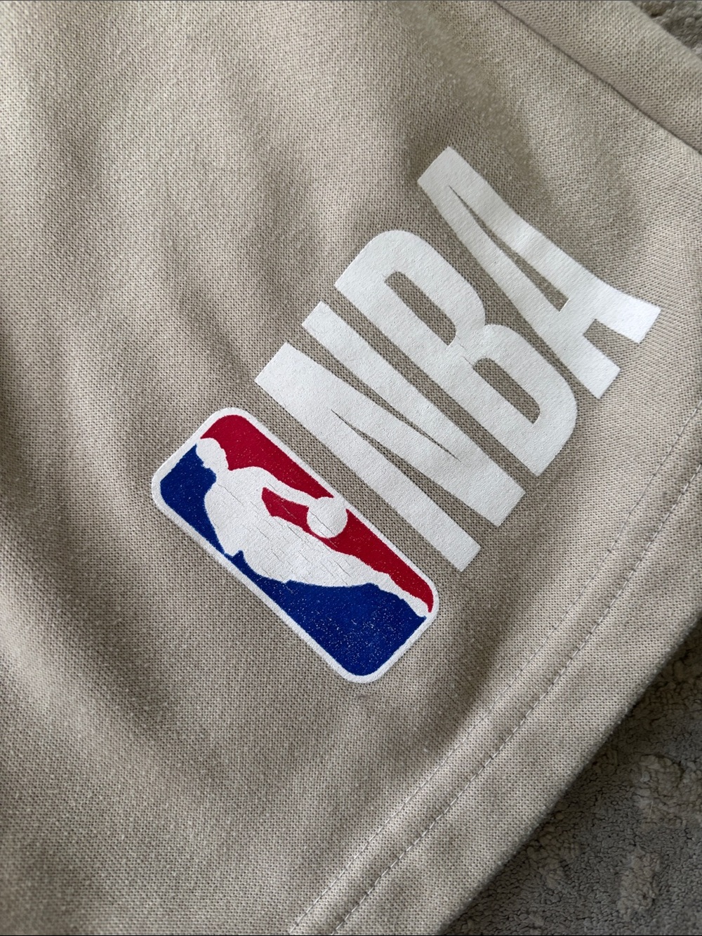 NBA Cream Athletic Fleece Shorts with Logo - Picture 4 of 4